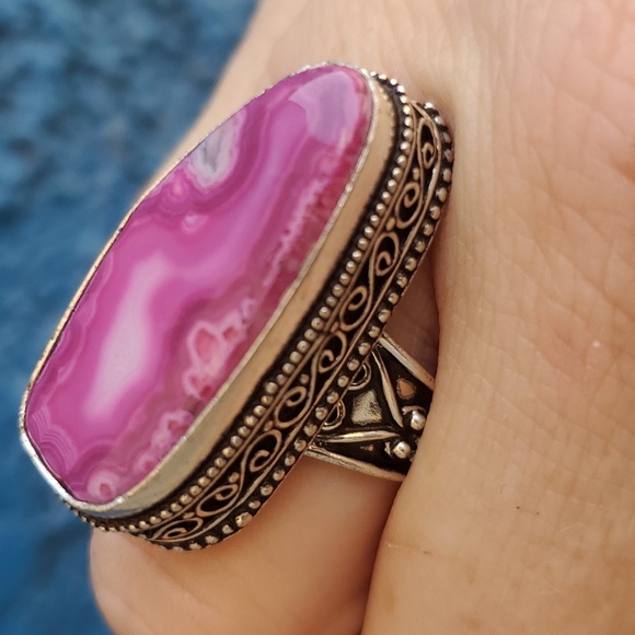 New Solar Quartz Agate 925 Silver Ring. - Picture 7 of 15